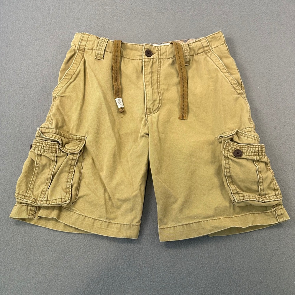 Aeropostale Mens Khaki Cargo Shorts Size 34 Tan Cotton Twill Utility Drawstring